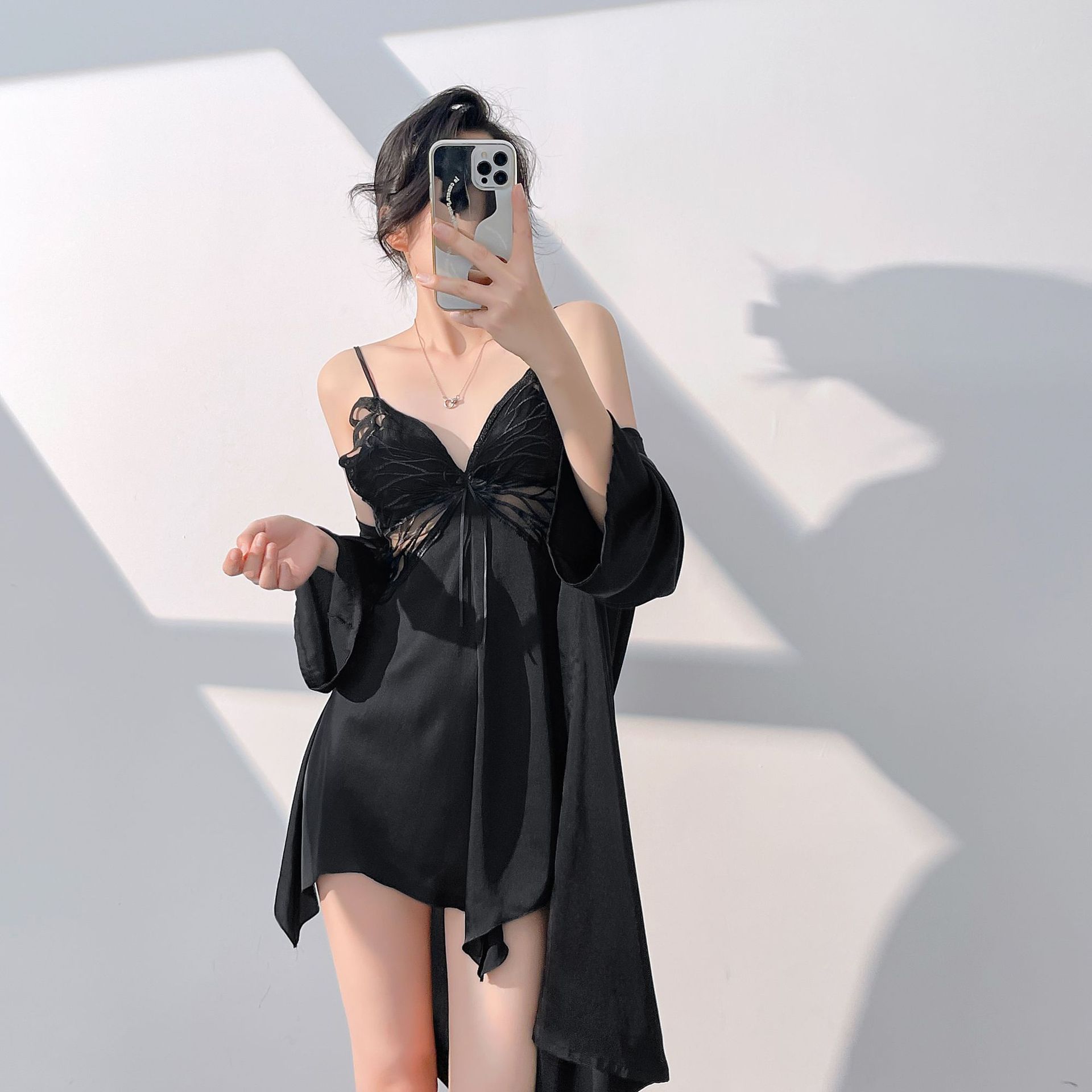2PCS Sexy Lace Lingerie Silk S - Robe Silk Women ulasan dan harga