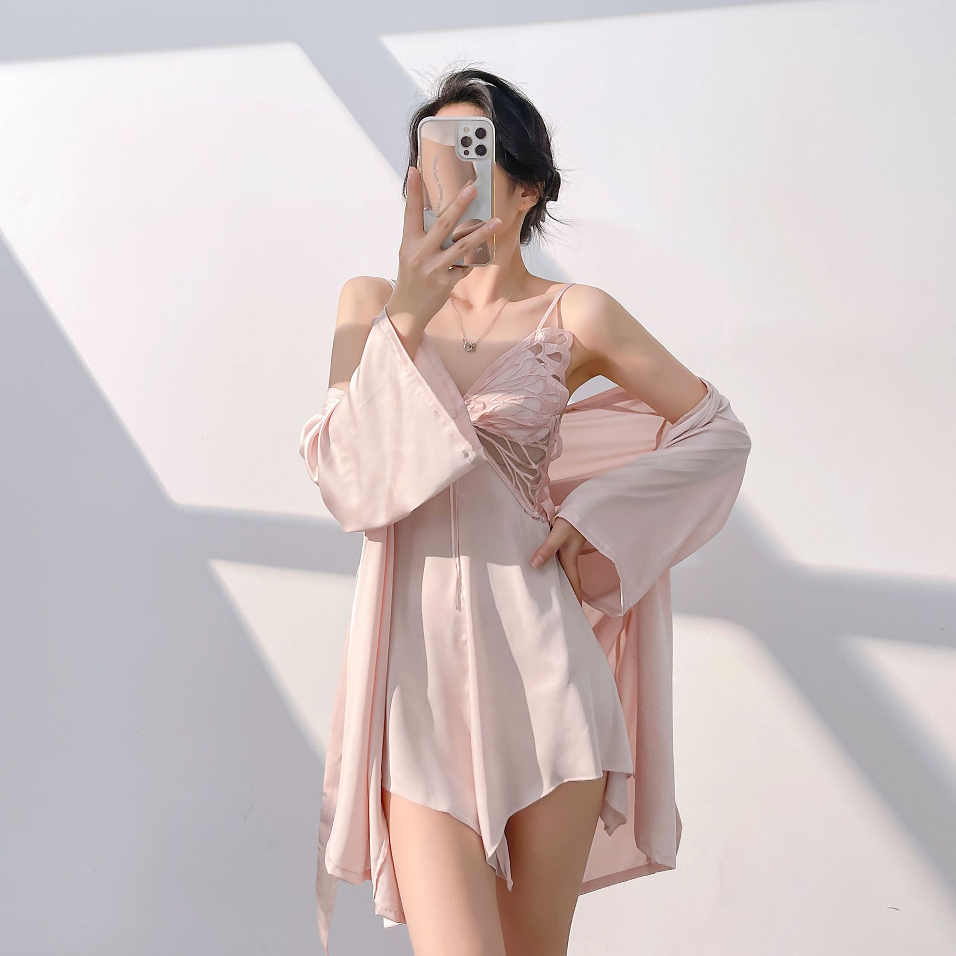 2PCS Sexy Lace Lingerie Silk S - Robe Silk Women ulasan dan harga