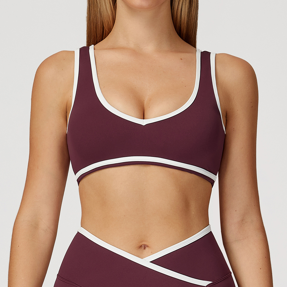 V-Neck Sports Bra Women Top Pu - Sports Bra High Impact ulasan dan harga