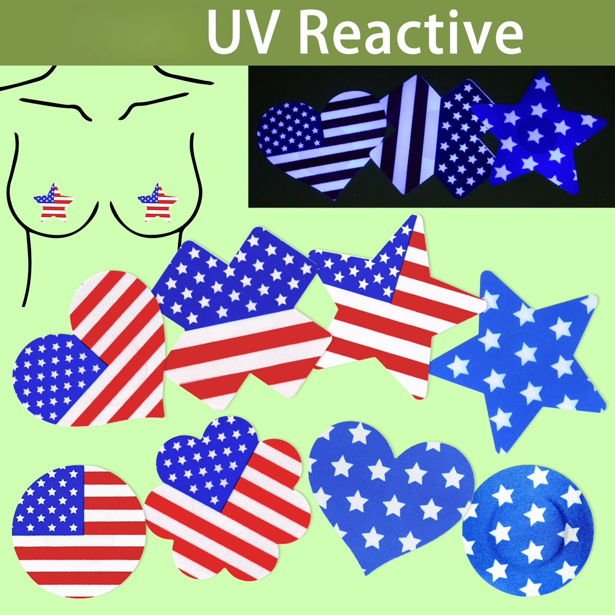 10pairs Light Reactive America - Nipple Cover Pasties ulasan dan harga