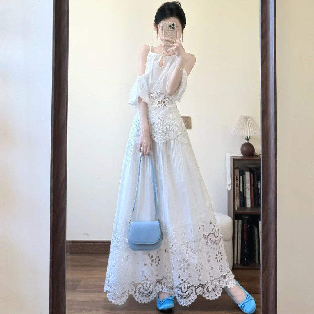 Women Hollow Lace 2 Piece Outf - Cami Top Lace ulasan dan harga