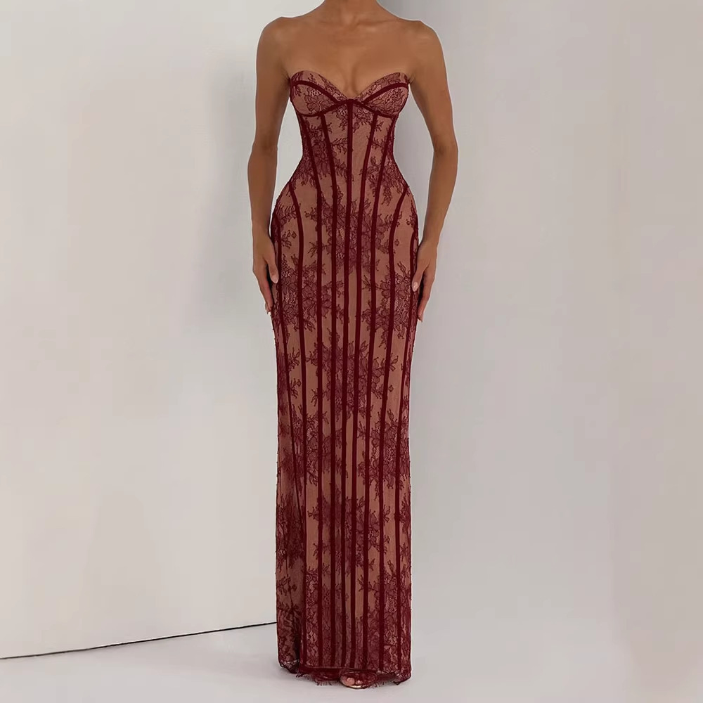 Strapless Bodycon Maxi Dress f - Strapless Bra Backless ulasan dan harga